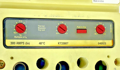 CUTLER-HAMMER KD3400F 400A 3POLE 600VAC 250VDC W/ KT3300T 300A TRIP UNIT A1X3PK