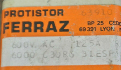 FERRAZ M87940 PROTISTOR / FUSE / 125A / 600VAC / 6000C3URG31ESP125DIN110
