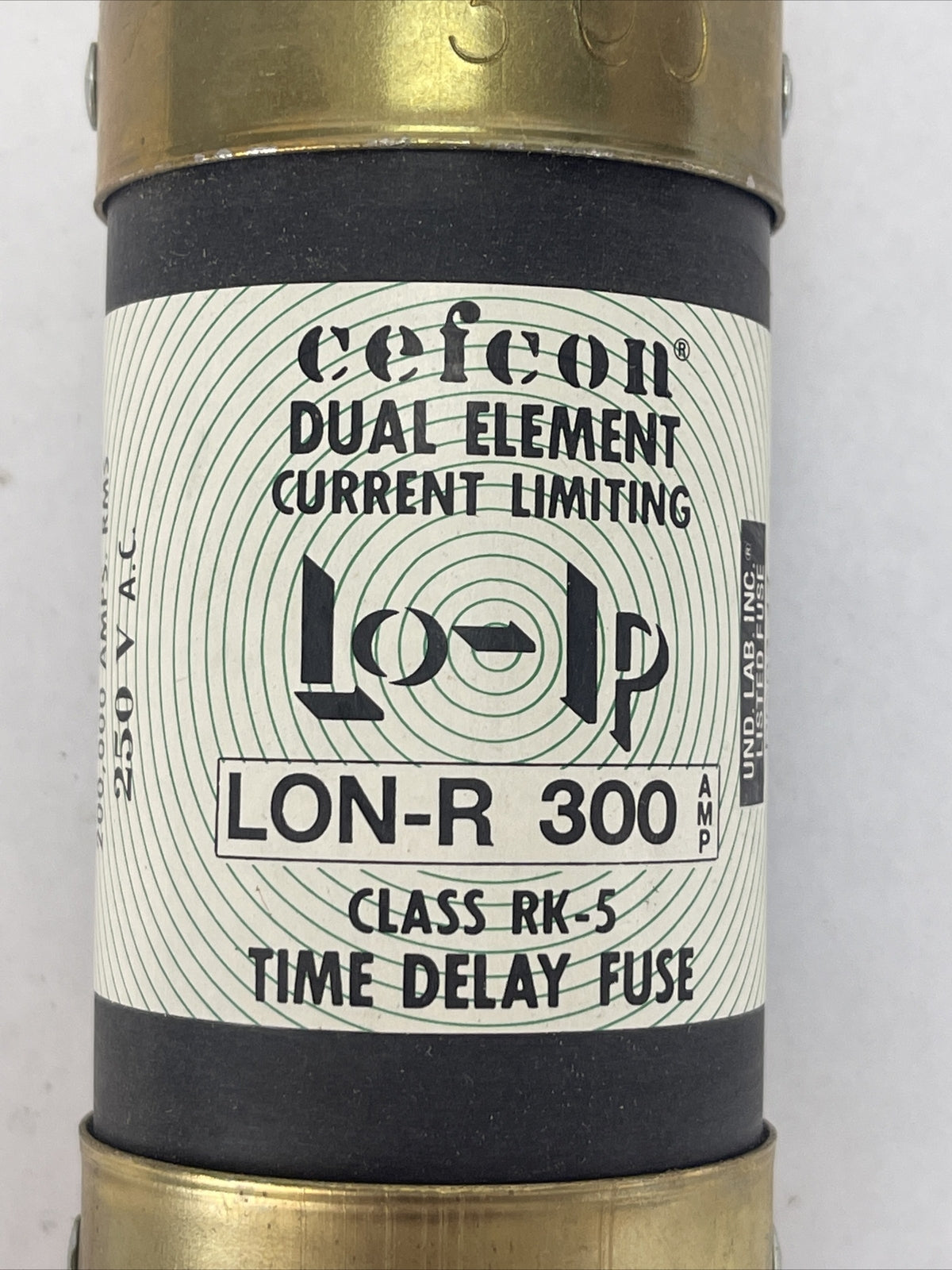 CEFCON LON-R 300 DUAL ELEMENT CURRENT LIMITING CLASS RK-5 FUSE 300AMP 250VAC