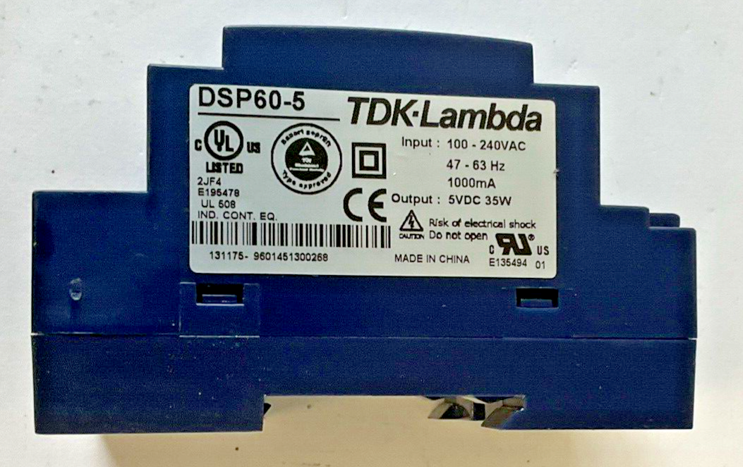 TDK-LAMBDA DSP60-5 POWER SUPPLY 240VAC 63HZ 1000MA 5VDC 35W