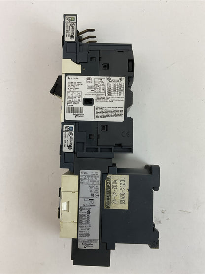 SCHNEIDER GV2ME103/4-6.3A CIRCUIT BREAKER LC1D123BL CONTACTOR COIL 24VDC LAD341