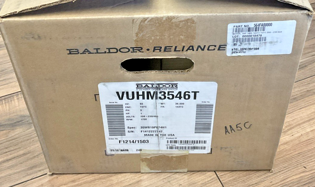 BALDOR VUHM3546T INDUSTRIAL MOTOR 1HP 60HZ 3PH 230/460V 1750RPM 3.38-3.12/1.56