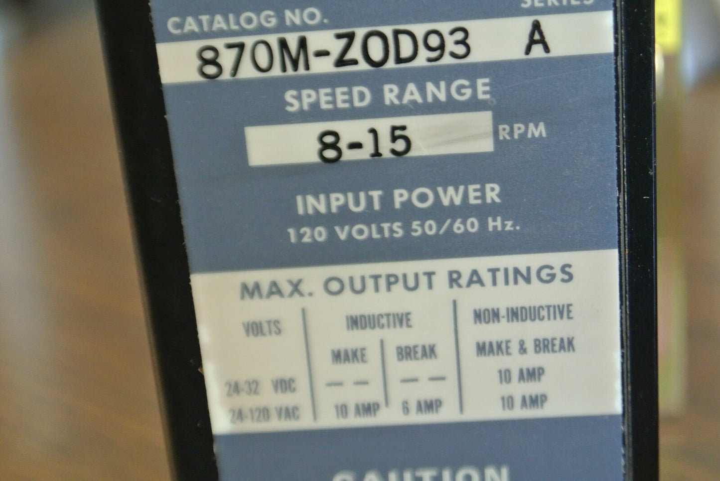 ALLEN-BRADLEY 870M-ZOD93 Ser. A / MOTION DETECTOR 8-15 RPM / NEW SURPLUS