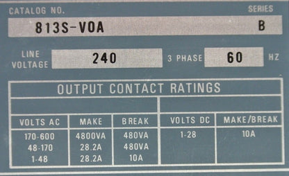 ALLEN-BRADLEY 813S-VOA Ser. B LINE VOLTAGE MONITOR RELAY 240V, 60Hz NEW SURPLUS