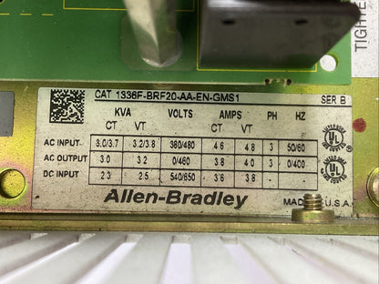 ALLEN BRADLEY 1336S-BRF20-AA-EN4-GMS1 SER B 1336 PLUS SENSORLESS VECTOR DRIVE