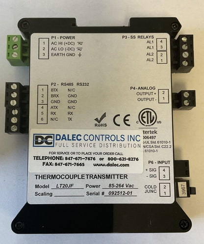 LAUREL ELECTRONIC LT20JF THERMALCOUPLE TRANSMITTER 85-264VAC