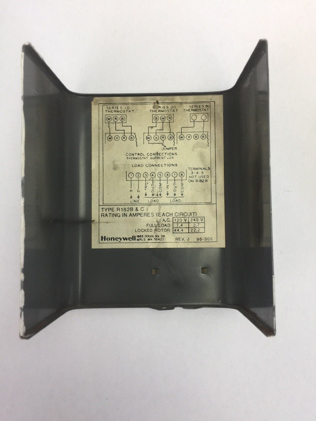 HONEYWELL R182C 1051 SWITCHING RELAY 120V 50-60CY TYPE R182B & C 44.4AMP