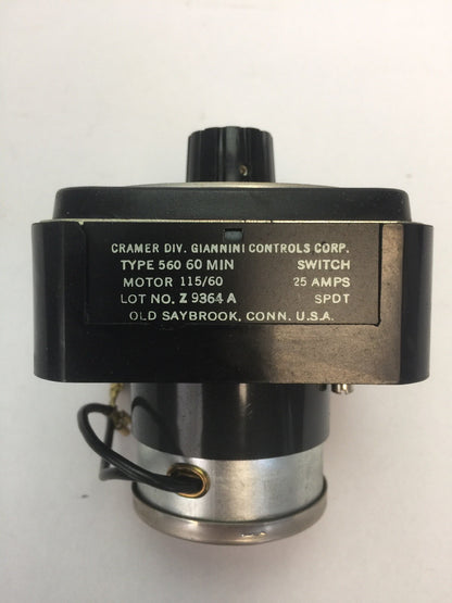 CRAMER 560AN100-A0008A CYCLING TIMER RATING 115/60 TIME RANGE 60 MIN 25 AMPS