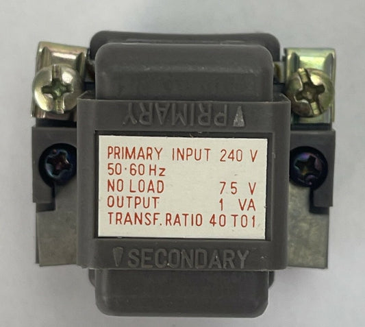 IDEC T2 TRANSFORMER POWER SUPPLY INPUT 240V 50-60HZ NO LOAD 7.5V OUTPUT 1VA