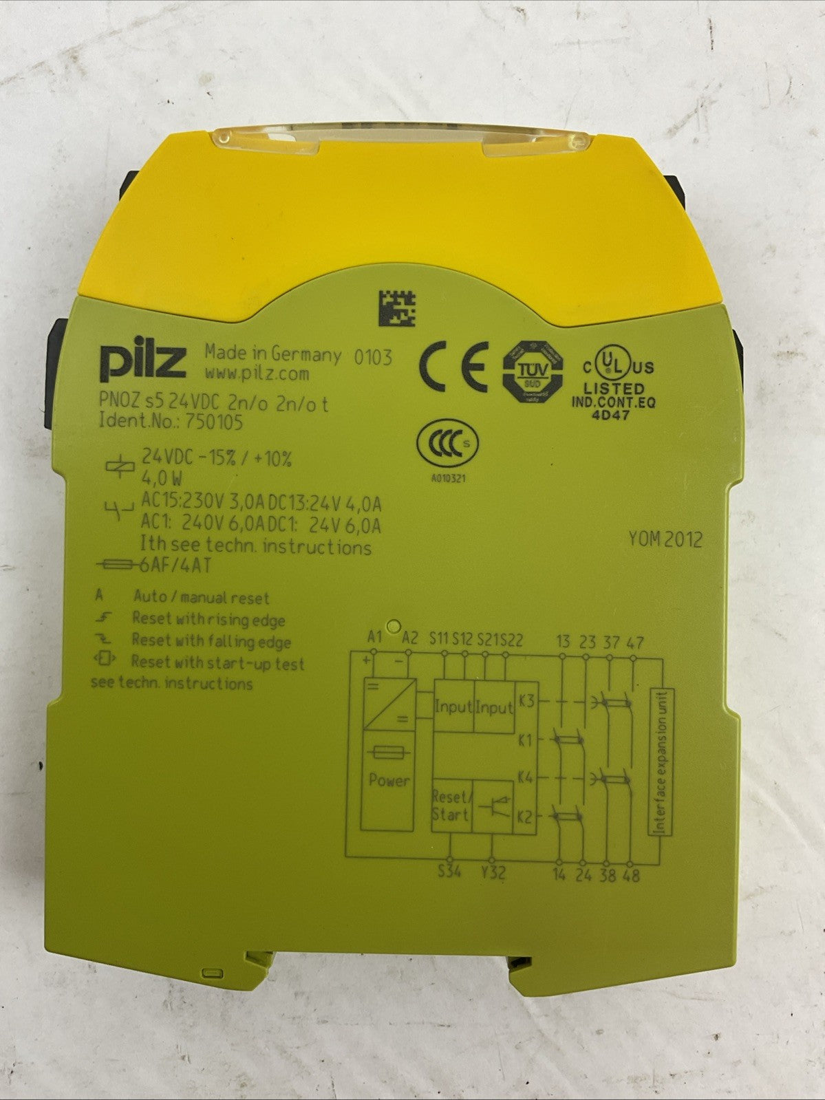 PILZ PNOZ S5 24VDC 2N/O N/O T SAFETY RELAY