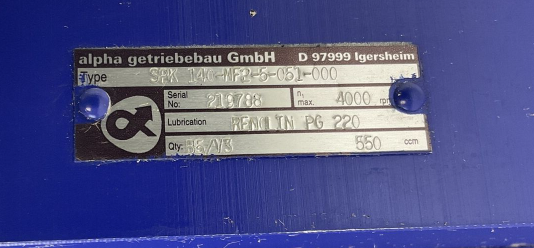 ALPHA GETRIEBEBAU SPK 140-MF2-5-051-000 GEAR BOX 4000RPM 550CCM