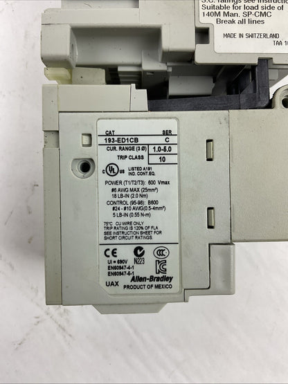ALLEN BRADLEY STARTER (100-C09*10 CONTACTOR 120V COIL+193-ED1CB RELAY 1.0-5.0A)