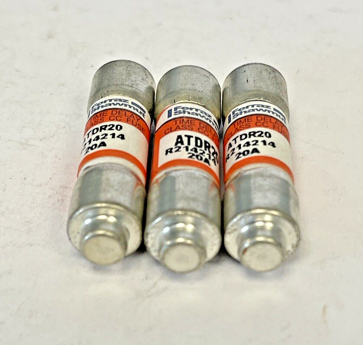 FERRAZ SHAWMUT *LOT OF 3* - ATDR20 - 20 AMP, 600 VAC, TIME-DELAY, CLASS CC FUSES
