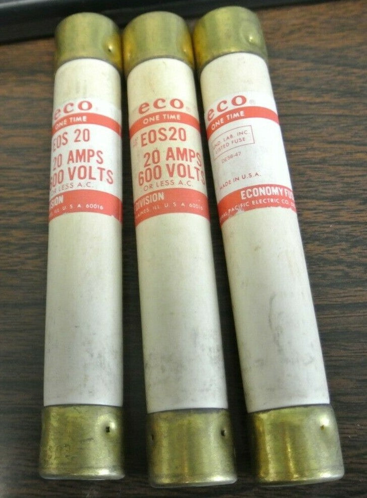 MIXED LOT of 10 / ECO EOS15 (7) & EOS20 (3) FUSE 15A, 20A / 600V / NEW SURPLUS