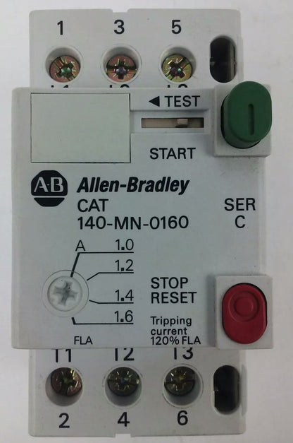 ALLEN BRADLEY 140-MN-0160, MANUEL MOTOR STARTER/ CIRCUIT BREAKER, 3PH, 600V,2.5A
