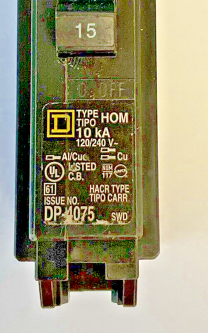 SQUARE D HOM115 CIRCUIT BREAKER TYPE HOM 15A 10KA 120/240VAC***LOTOF4***