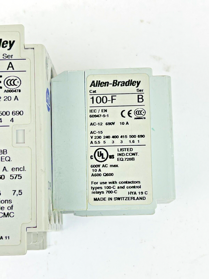 ALLEN BRADLEY - 100-C09Z*10 SER. A 25VDC COIL CONTACTOR & 100-F SER. B CONTACTOR