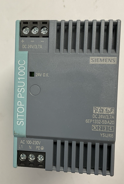 SIEMENS 6EP1332-5BA20 POWER SUPPLY 24VDC 3.7A 50/60HZ