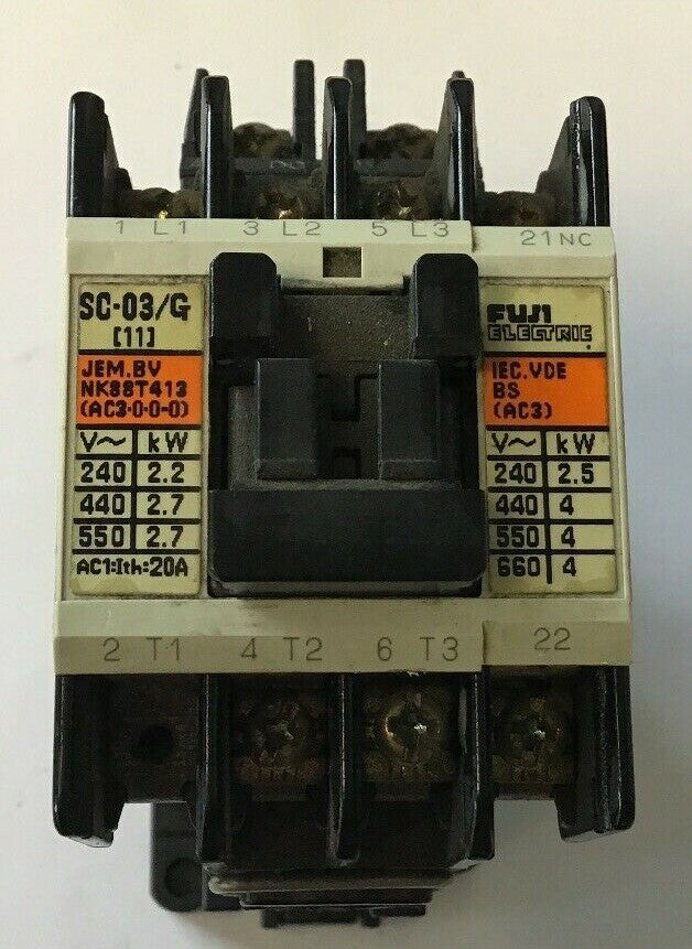 Fuji Electric Contactor SC-03/G SC11AG  200-600V 2-5HP 3 Phase 11AMP 24VDC