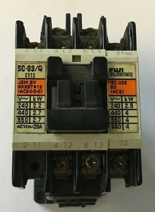 Fuji Electric Contactor SC-03/G SC11AG  200-600V 2-5HP 3 Phase 11AMP 24VDC