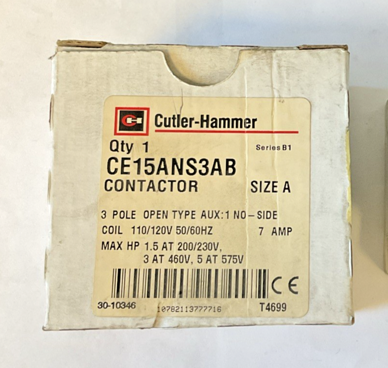 CUTLER HAMMER CE15ANS3AB CONTACTOR SIZE A  110/120V 50/60HZ SER.B1 7A