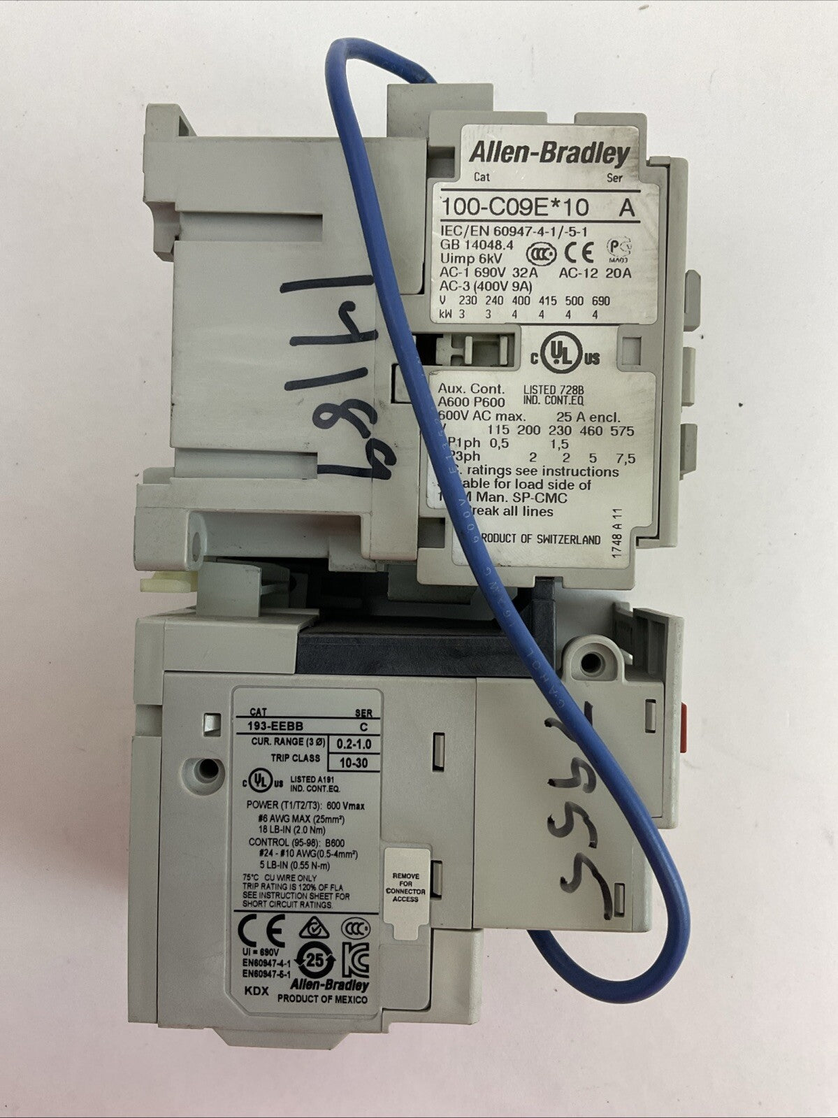 ALLEN BRADLEY STARTER (100-C09E*10 COIL 24VDC + 193-EEBB 0.2-1.0A)