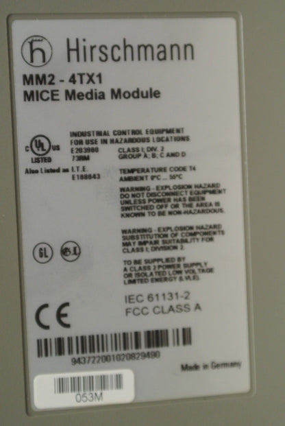 HIRSCHMANN MM2-4TX1 / MICE MEDIA MODULE / 4TX1