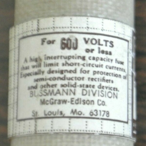 BUSS KAC60 RECTIFIER FUSE 60A / 600V / NEW SURPLUS