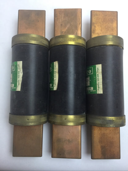 CEFCO 500 RENEWABLE FUSE 500AMP 250VAC (LOT OF 3)