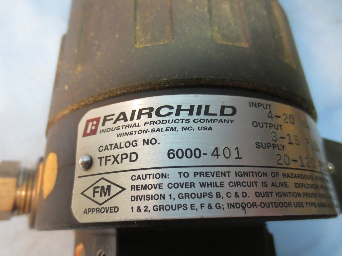 FAIRCHILD INDUSTRIAL PRODUCTS TFXPD 6000-401 ELECTRO-PNEUMATIC TRANSDUCER