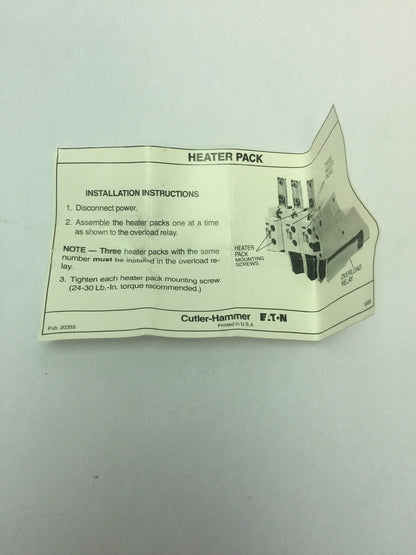 CUTLER HAMMER H2018-3 HEATER PACK (SET OF THREE) 18.0-24.5 AMP
