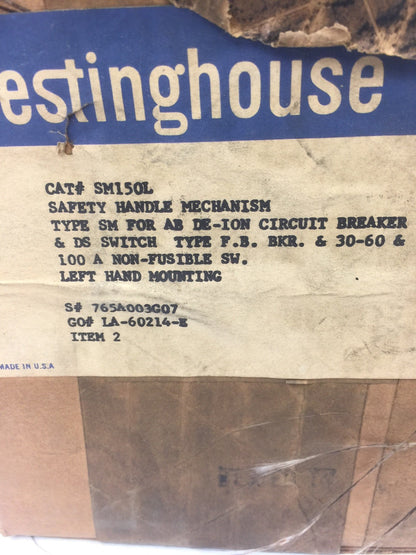 WESTINGHOUSE SM150L SAFETY HANDLE MECHANISM TYPE SM FOR AB DE-ION CIRCUIT BREAKE
