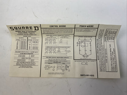 SQUARE D 8502 SDG2V03 SER A AC MAGNETIC NEMA RATED CONTACTOR IN TYPE 1 ENCLOSURE