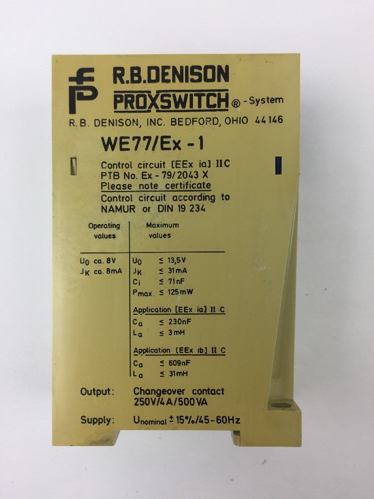 R.B. DENISON WE77/EX-1 PROX SWITCH OUTPUT: CHANGEOVER CONTACT 250V/4A/500 VA