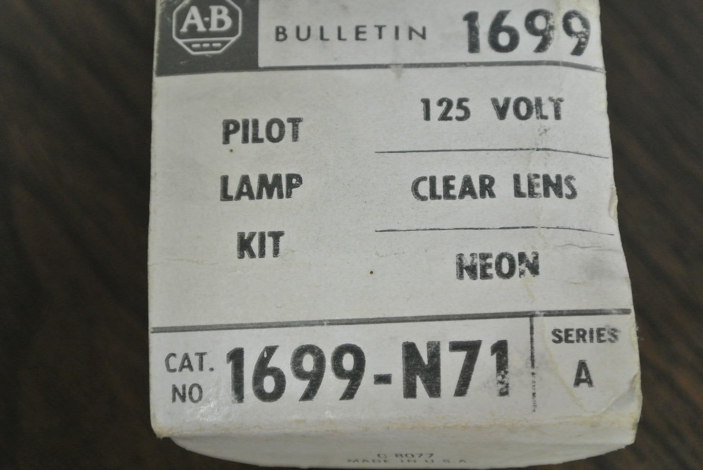 ALLEN-BRADLEY 1699-N71 PILOT LAMP KIT - 125V, CLEAR LENS, NEON - NEW SURPLUS