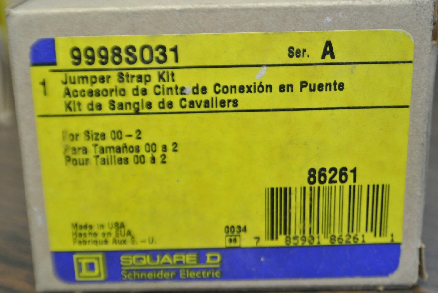 LOT of 5 / SQUARE D 9998SO31 JUMPER STRAP KIT / SIZE 00-2 / NEW SURPLUS