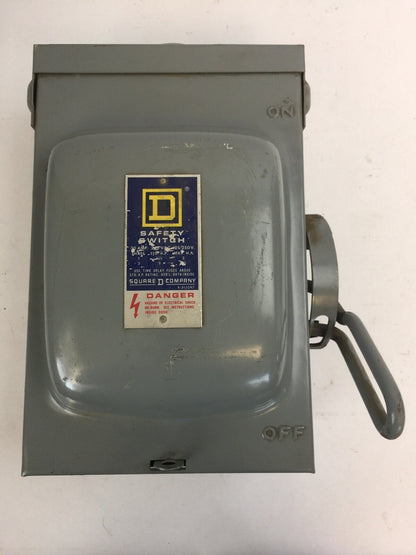 SQUARE D H221NRB SERIES D1 FUSIBLE SAFETY SWITCH 30A 240VAC 125/250VDC 2POLE