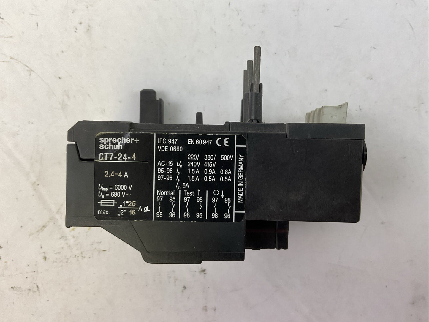 SPRECHER + SCHUH CT7-24-4 OVERLOAD RELAY 600VAC 2.4-4.0A