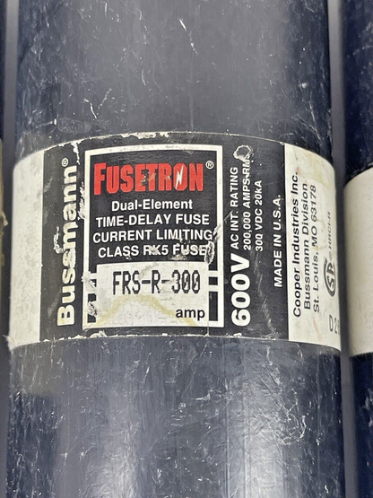 FUSETRON *LOT OF 3* FRS-R-300 - BUSSMANN DUAL-EL/TIME-DELAY/CURR LIMITING FUSES