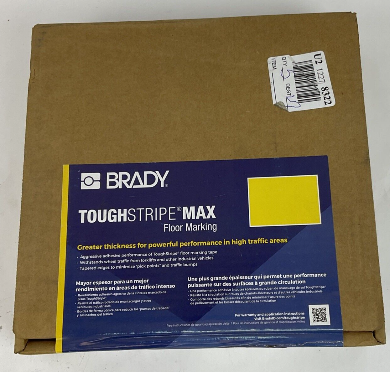 BRADY 149629 TOUGH STRIPE YELLOW FLOOR TAPE