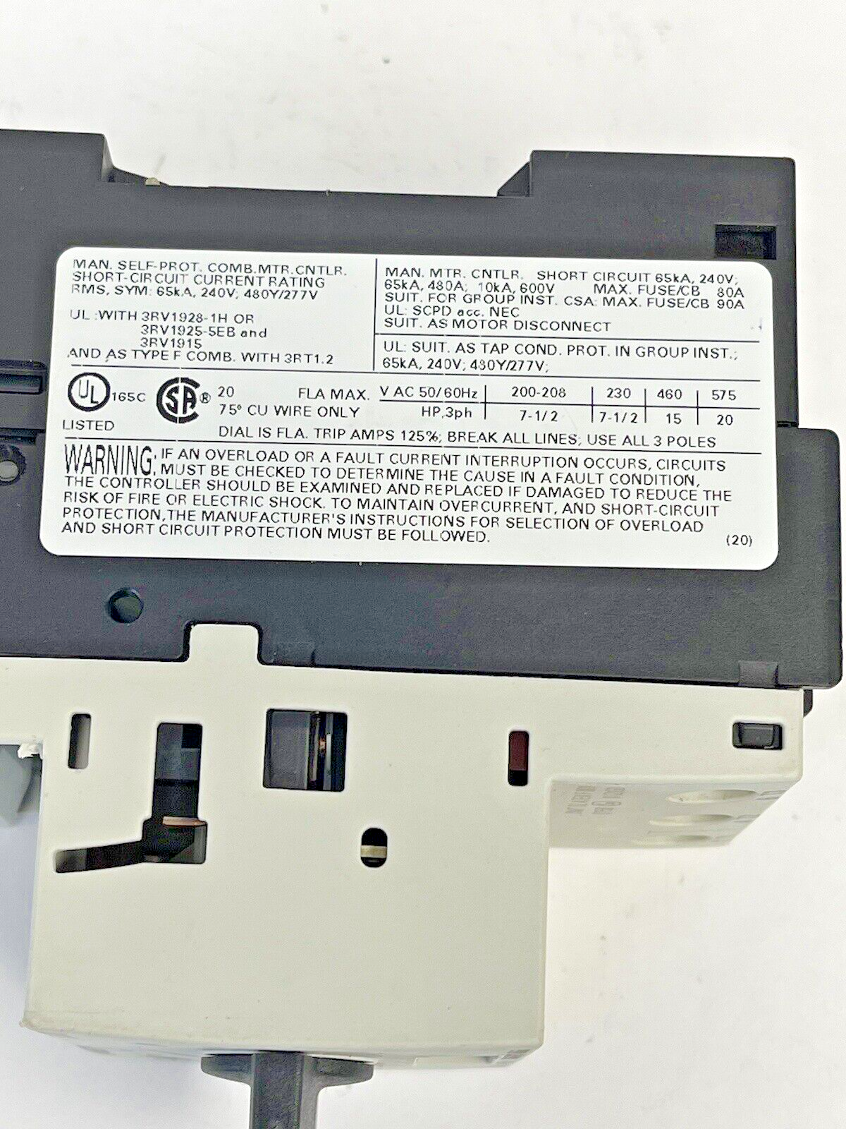 SIEMENS - 3RV1021-4BA15 - CIRCUIT BREAKER / MOTOR PROTECTOR