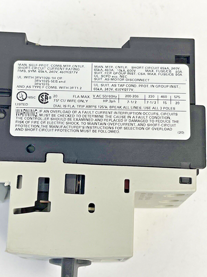 SIEMENS - 3RV1021-4BA15 - CIRCUIT BREAKER / MOTOR PROTECTOR
