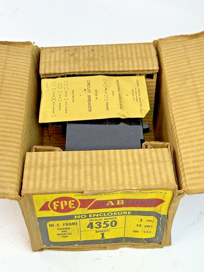 FPE FEDERAL PACIFIC - 4350- STAB CIRCUIT BREAKER - 3 POLE, 600 VAC, 50 A -NEW