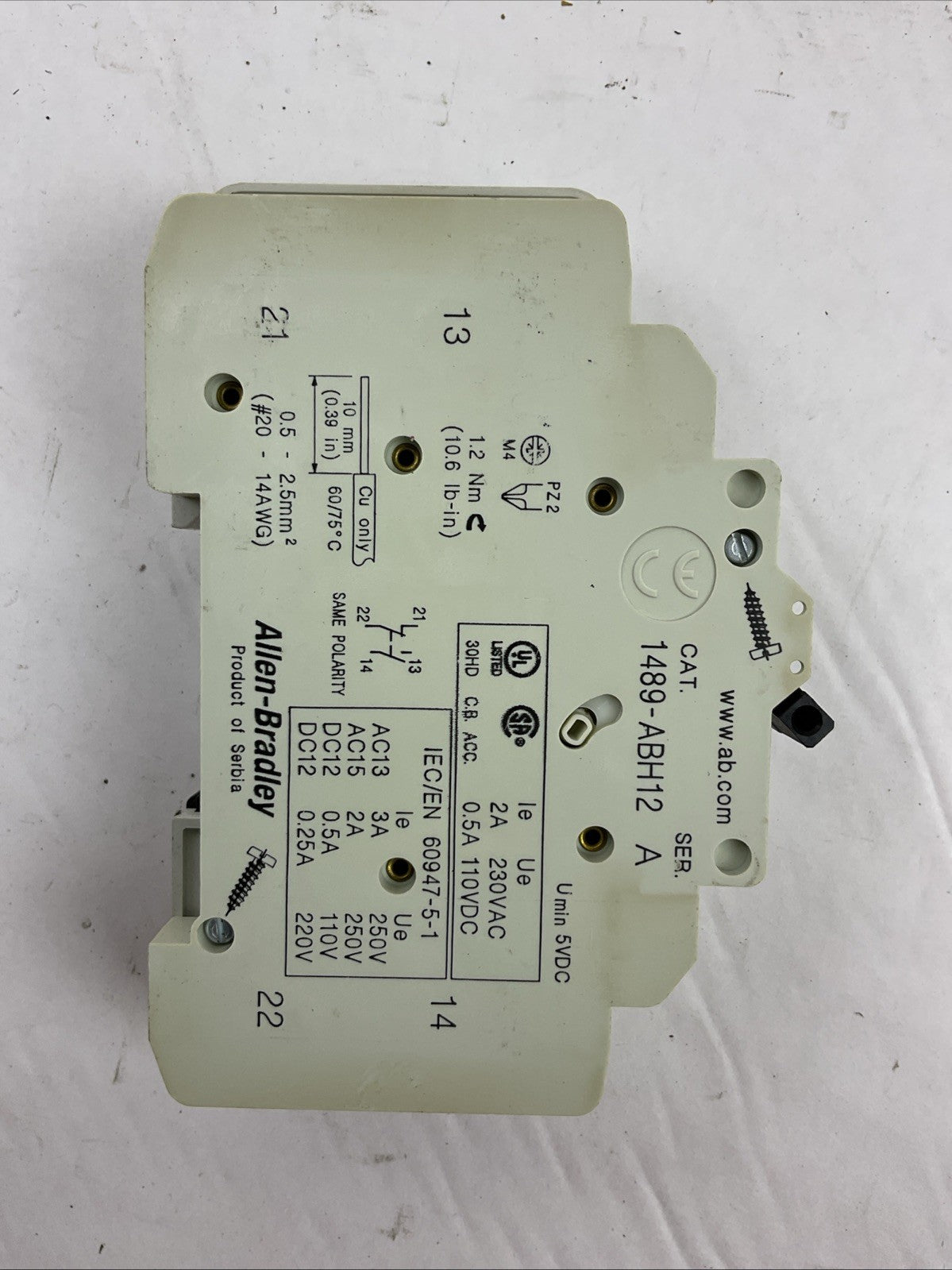 ALLEN BRADLEY 1489-A1C050 SER A CIRCUIT BREAKER 277VAC 5A 1489-ABH12 (LOT OF  2)
