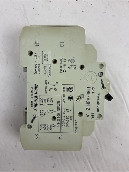 ALLEN BRADLEY 1489-A1C050 SER A CIRCUIT BREAKER 277VAC 5A 1489-ABH12 (LOT OF  2)