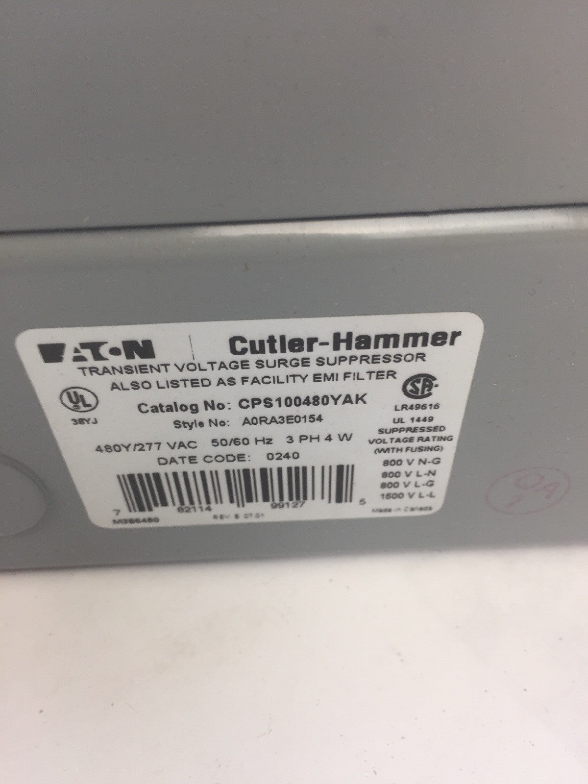 EATON CUTLER HAMMER CPS100480YSK CLIPPER POWER SYSTEM VISOR 480Y/277VAC 3PH