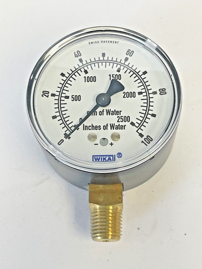 WIKA - 9851810 - LOW PRESSURE GAUGE - 2.5" DIAMETER, 1/4" NPT LM, 0-100 PSI