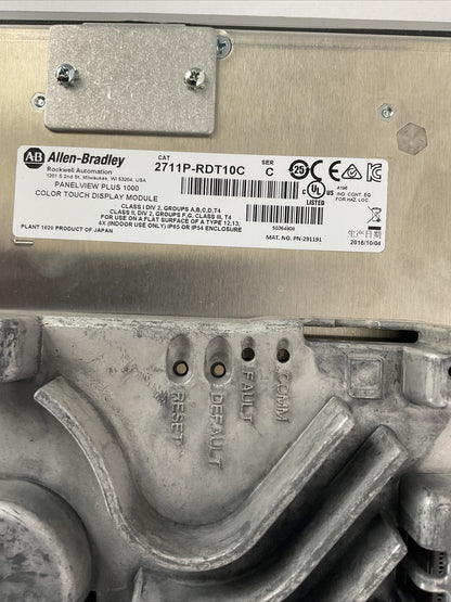 ALLEN BRADLEY PANELVIEW PLUS 1000 2711P-T10C4D8 2711P-RP8D 2711P-RDT10C 24VDC