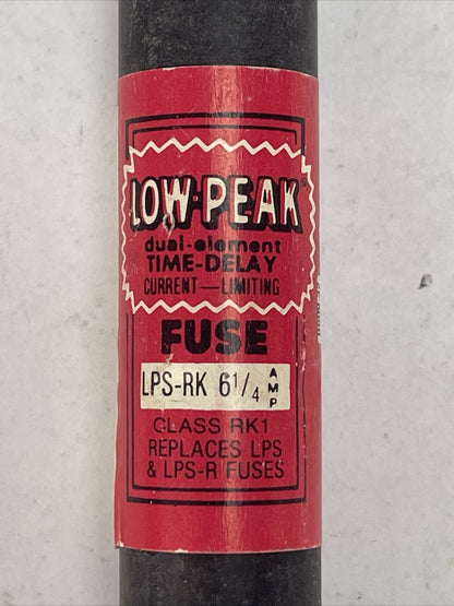 COOPER BUSSMANN LPS-RK-6 1/4 LOW-PEAK DUAL ELEMENT FUSE 600VAC 6-1/4A(LOT OF 10)