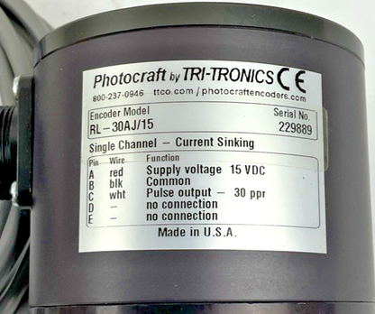 PHOTOCRAFT RL-30AJ/15 ENCODER 15VDC 30PPR